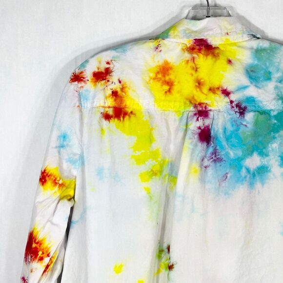 Cato Size Large Top The Drama Tie Dye Handmade Button Down Pink Green Cotton 954 - Picture 10 of 12